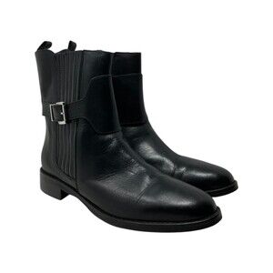 Stelle Monelle Boots Women Size 9 - 9.5 Black Solid Ankle Buckle Leather Italian